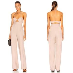 NWT The Sei Cut Out T Strap Back Pleated Jumpsuit in Bone Natural Cream Size 4